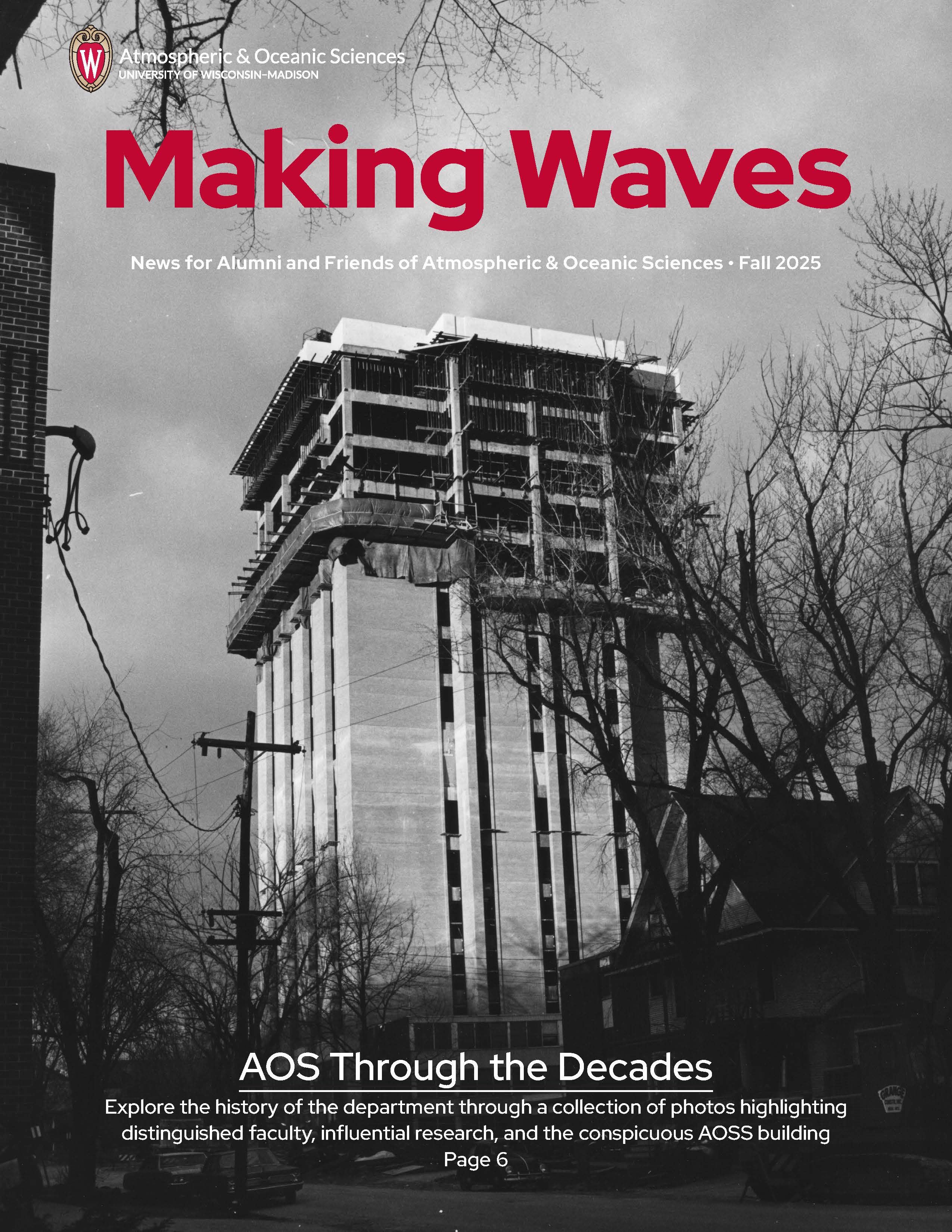 Cover of the Fall 2025 AOS Alumni newsletter.